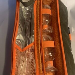 Sagaform Insulated Wine Tote Bag NEW Stylish Canvas Charcoal Gray and Orange